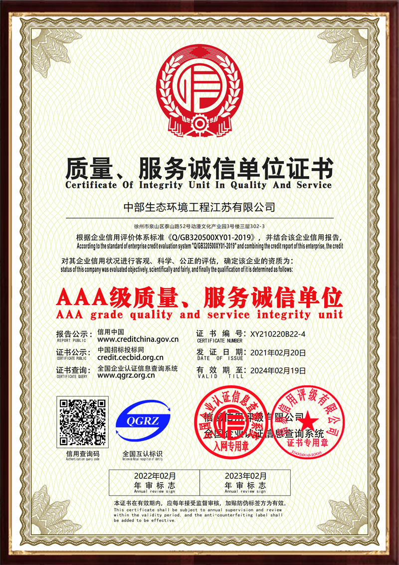 質(zhì)量、服務(wù)誠(chéng)信單位證書(shū)